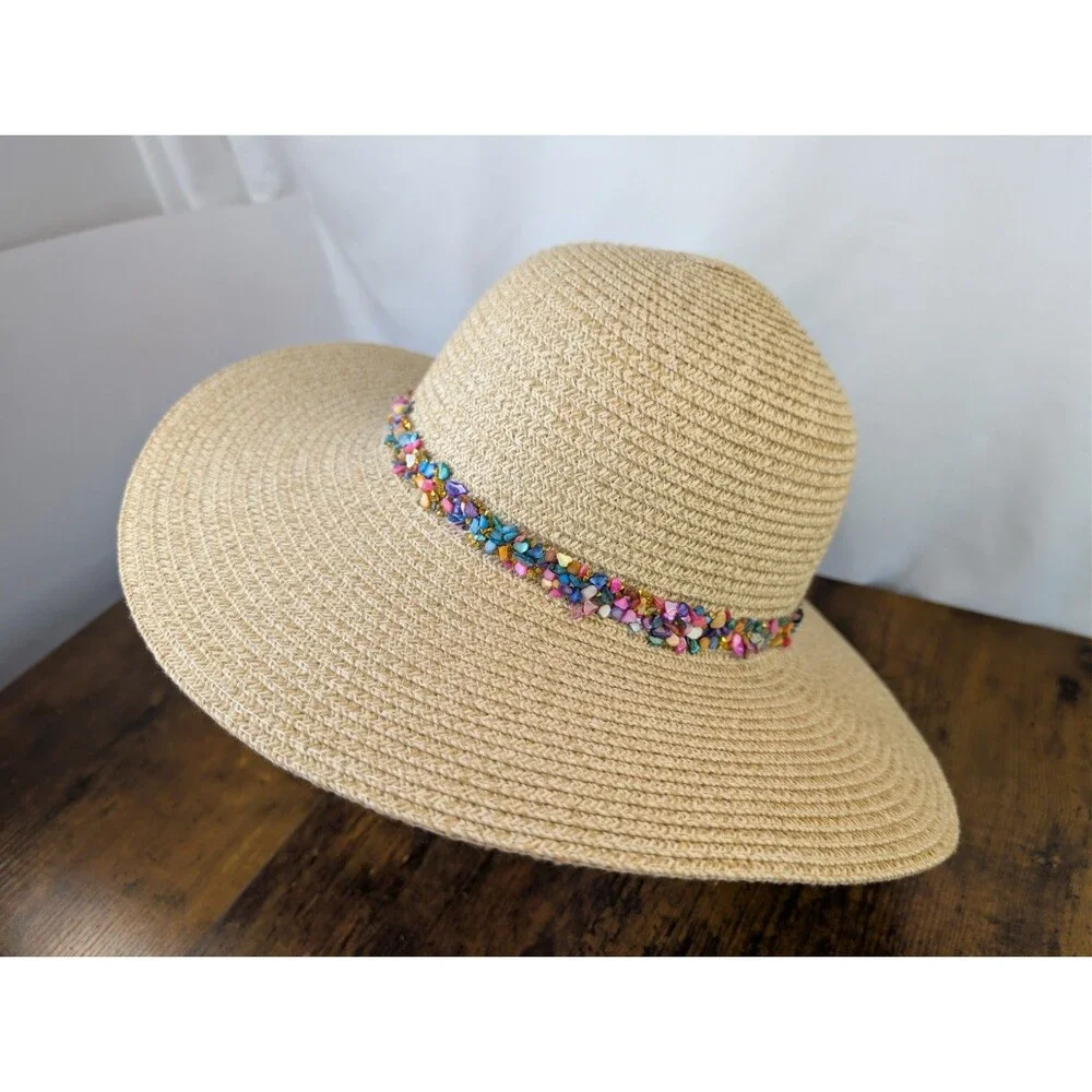 Jacobson Hat Wide Brim Straw Sun Hat One Size Fits All Western Boho Chic Summer